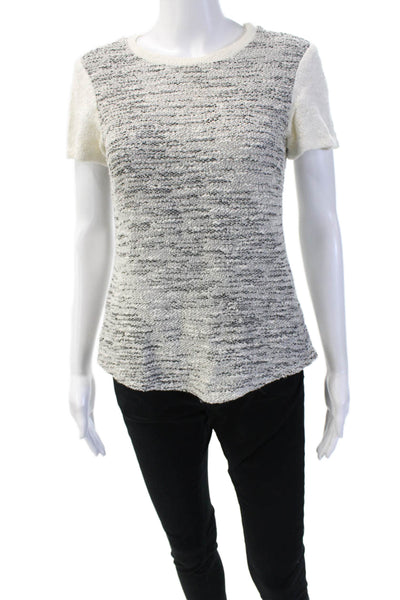 Rebecca Taylor Women Basic Gray Crew Neck Short Sleeve T-Shirt Size 2