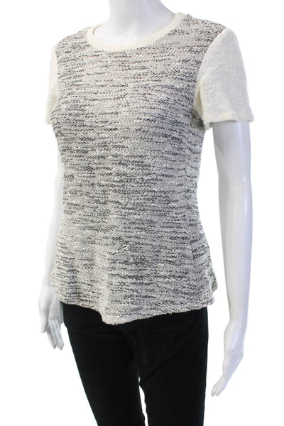 Rebecca Taylor Women Basic Gray Crew Neck Short Sleeve T-Shirt Size 2