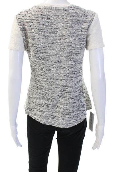 Rebecca Taylor Women Basic Gray Crew Neck Short Sleeve T-Shirt Size 2