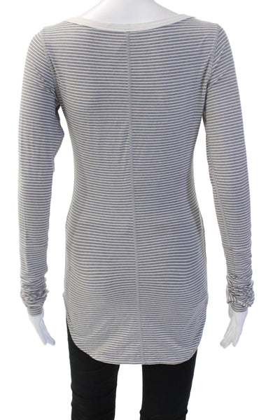 Lululemon Womens Tunic Button-Up V-Neck Long Sleeve Striped Gray Size 4