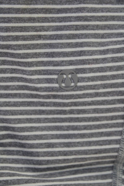 Lululemon Womens Tunic Button-Up V-Neck Long Sleeve Striped Gray Size 4