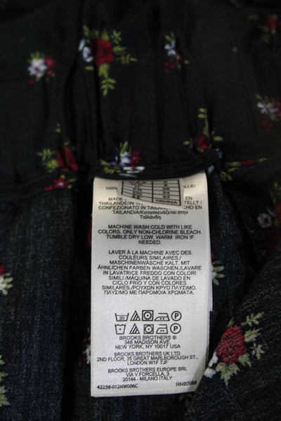 Brooks Brothers Red Fleece Womens Pleated A-Line Skirt Dark Blue Cotton Size 0