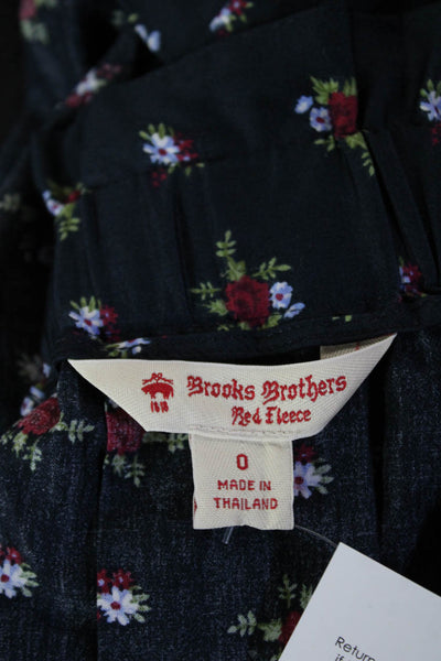 Brooks Brothers Red Fleece Womens Pleated A-Line Skirt Dark Blue Cotton Size 0