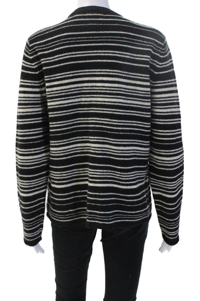 Deane & White Womens Striped Lambswool Crewneck Cardigan Longsleeve Size L