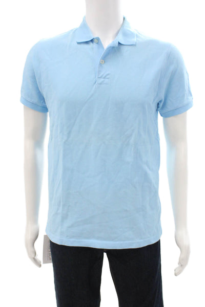 J Crew Mens Light Blue Collared Short Sleeve Cotton Solid Polo Size S