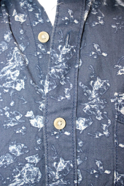 Selected Homme Mens Cotton Abstract Button Up Shirt Blue Size XS