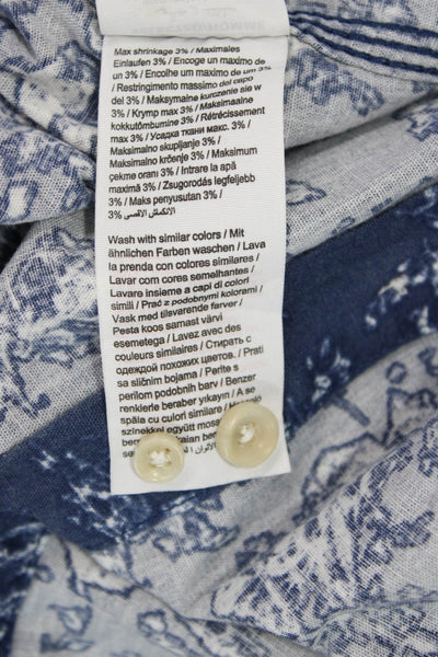Selected Homme Mens Cotton Abstract Button Up Shirt Blue Size XS