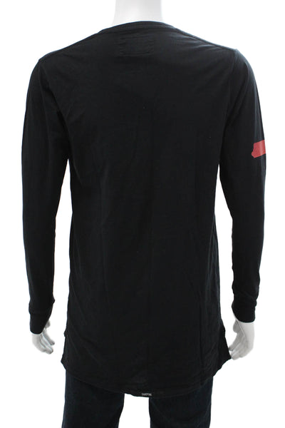 ZANEROBE Mens Black Graphic Crew Neck Long Sleeve T-Shirt 100% Cotton Size M