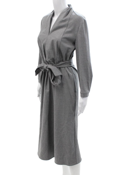 Zara Women Shirt Dress Gray Mock Neck Long Sleeve Tie Waist Size M