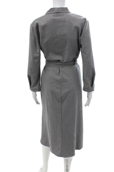 Zara Women Shirt Dress Gray Mock Neck Long Sleeve Tie Waist Size M