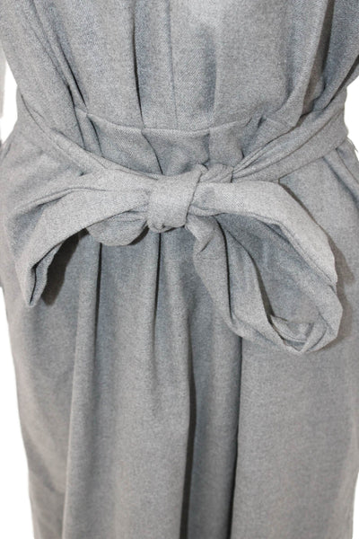 Zara Women Shirt Dress Gray Mock Neck Long Sleeve Tie Waist Size M