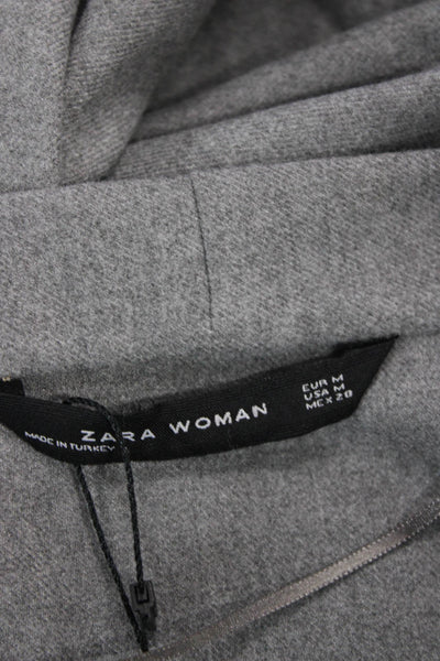 Zara Women Shirt Dress Gray Mock Neck Long Sleeve Tie Waist Size M