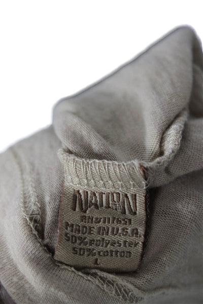 Nation LTD Women Basic Tunic V-Neck Beige Short Sleeve 50/50 Poly Cotton Size 4