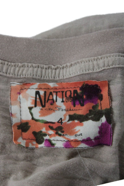 Nation LTD Women Basic Tunic V-Neck Beige Short Sleeve 50/50 Poly Cotton Size 4