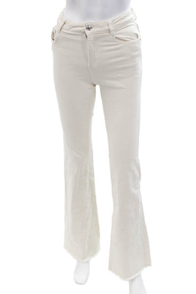 Zara Women 90s White Mid Rise Button Fly Jeans Size 0