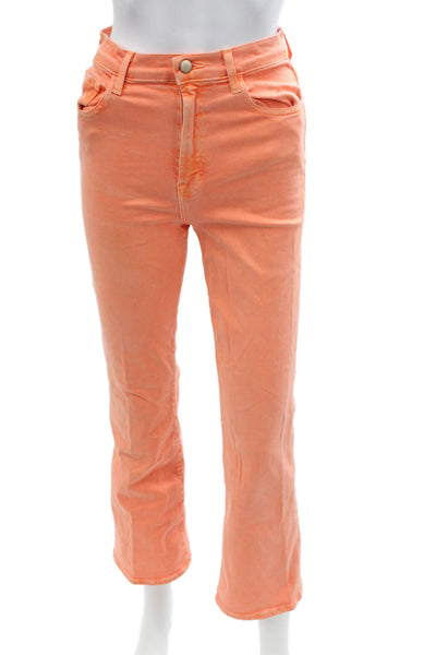 J Brand Womens Cropped Jeans Orange Button Mid Rise Size 25