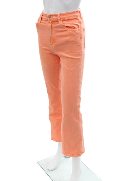 J Brand Womens Cropped Jeans Orange Button Mid Rise Size 25