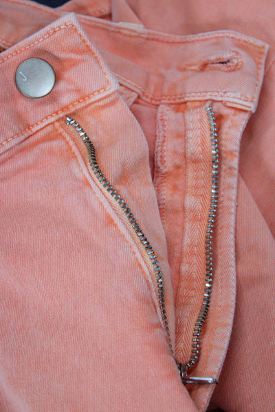 J Brand Womens Cropped Jeans Orange Button Mid Rise Size 25