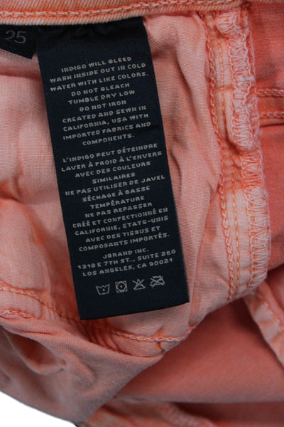J Brand Womens Cropped Jeans Orange Button Mid Rise Size 25