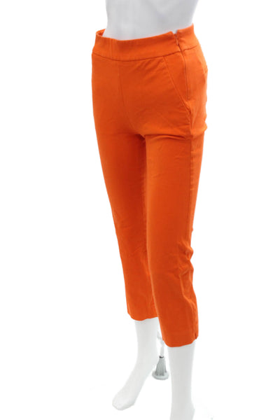 J Crew Women Cropped Capri Pants Orange Cotton Viscose Stretch Petite Size 0