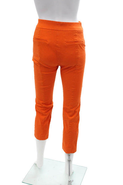 J Crew Women Cropped Capri Pants Orange Cotton Viscose Stretch Petite Size 0