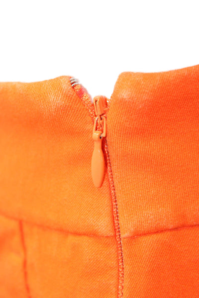 J Crew Women Cropped Capri Pants Orange Cotton Viscose Stretch Petite Size 0