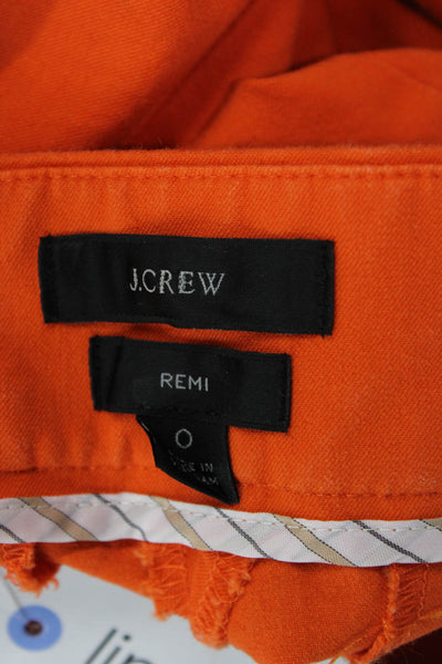 J Crew Women Cropped Capri Pants Orange Cotton Viscose Stretch Petite Size 0