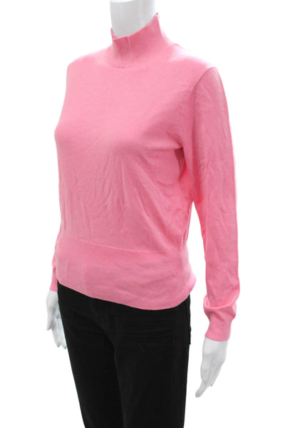 J Crew Womens Classic Cotton Mock Neck Long Sleeve Pullover Pink Size S