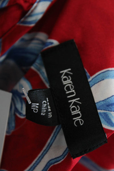 Karen Kane Womens Floral Cotton Button Up Blouse 3/4 Sleeve Size PM
