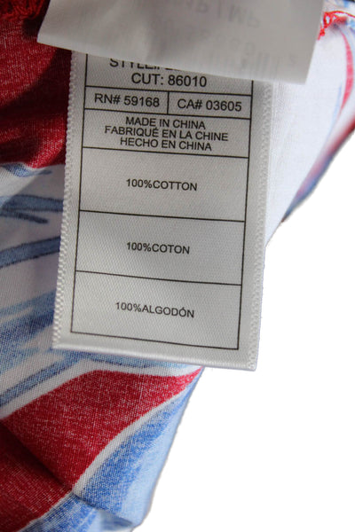 Karen Kane Womens Floral Cotton Button Up Blouse 3/4 Sleeve Size PM