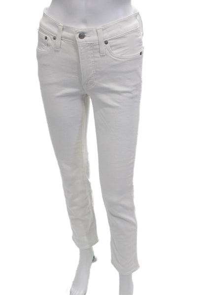 J Crew Womens Ankle Straight White Mid Rise Denim Jeans Size 24
