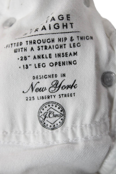 J Crew Womens Ankle Straight White Mid Rise Denim Jeans Size 24