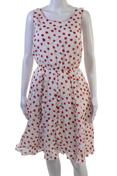 9-H15 STCL Womens Fit Flare Sundress Red Cotton Sleeveless Long Size 10
