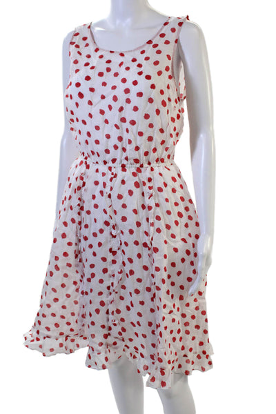 9-H15 STCL Womens Fit Flare Sundress Red Cotton Sleeveless Long Size 10