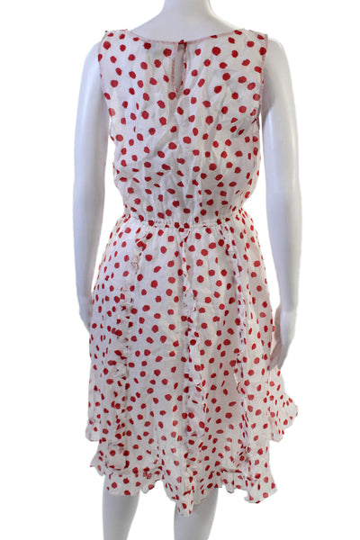 9-H15 STCL Womens Fit Flare Sundress Red Cotton Sleeveless Long Size 10