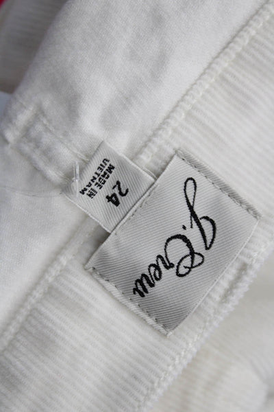 J Crew Womens Ankle Cropped White Pants Mid Rise Button Size 24
