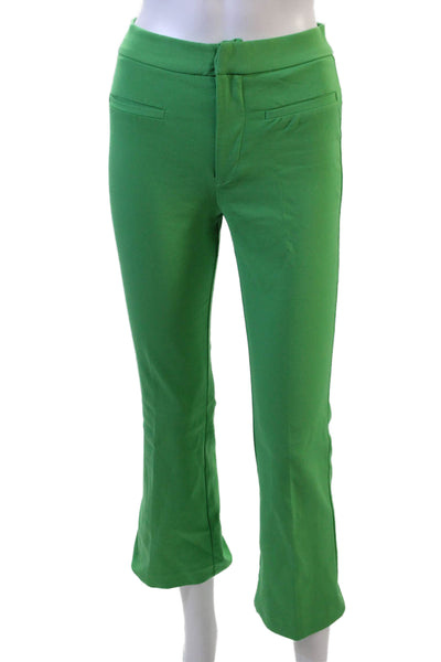 Zara Womens Cropped Dress Pants Green Cotton Size XS Petite