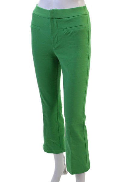 Zara Womens Cropped Dress Pants Green Cotton Size XS Petite