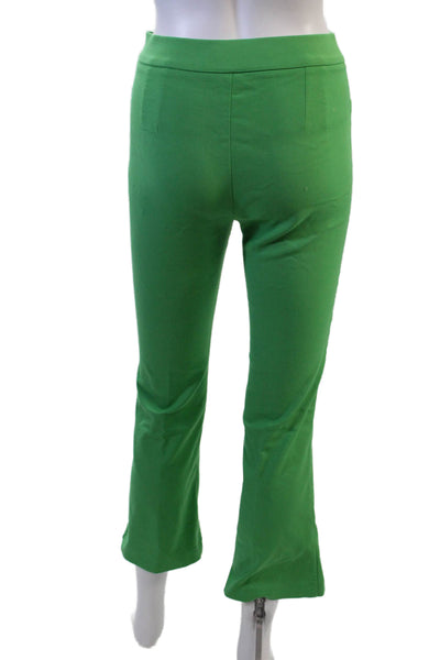 Zara Womens Cropped Dress Pants Green Cotton Size XS Petite