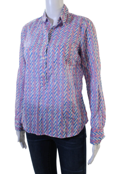 J Crew Women Linen Blend Herringbone Button-Up Collared Long Sleeve Top Size XS
