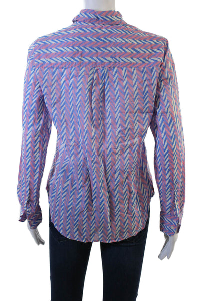 J Crew Women Linen Blend Herringbone Button-Up Collared Long Sleeve Top Size XS