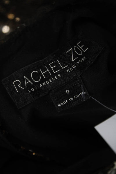 Rachel Zoe Womens Sequin Crew Neck Short Sleeve Blouse Black Size 0