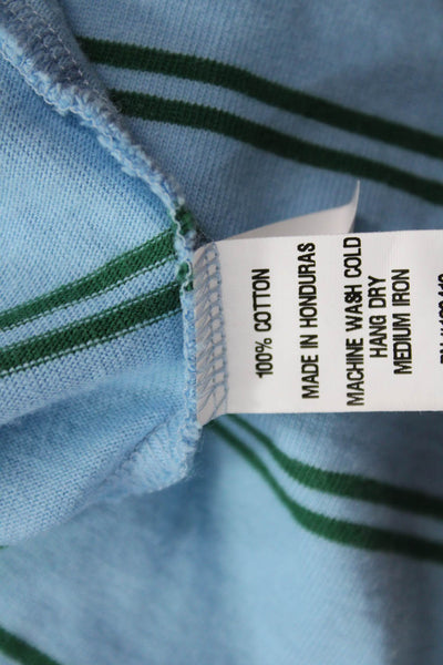 Ann Mashburn Women Light Blue Striped Cotton Long Sleeve T-Shirt Petite Size XS