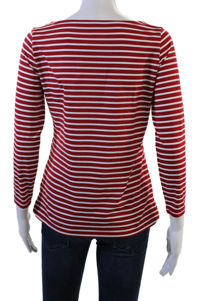 Vineyard Vines Women Red Striped Basic T-Shirt 3/4 Sleeve Size XS
