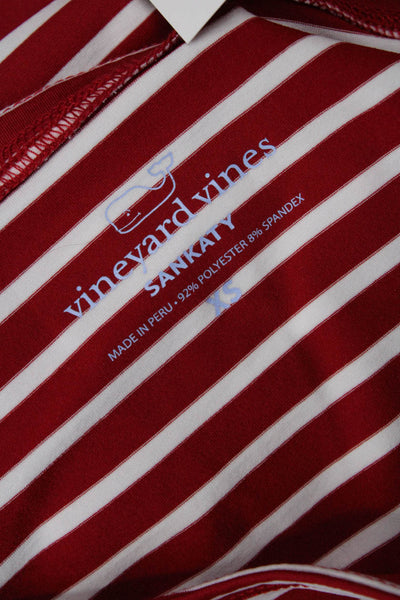 Vineyard Vines Women Red Striped Basic T-Shirt 3/4 Sleeve Size XS