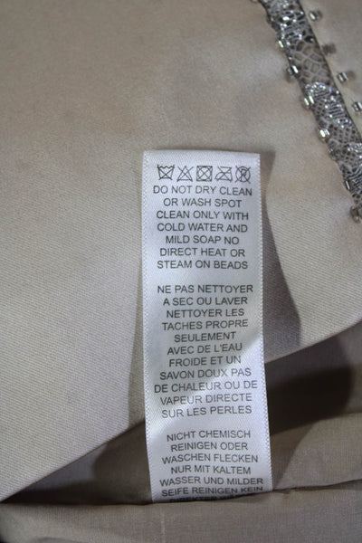 Aidan Mattox Womens Sheath Dress Beige Knee Length Hook Eye Size 12