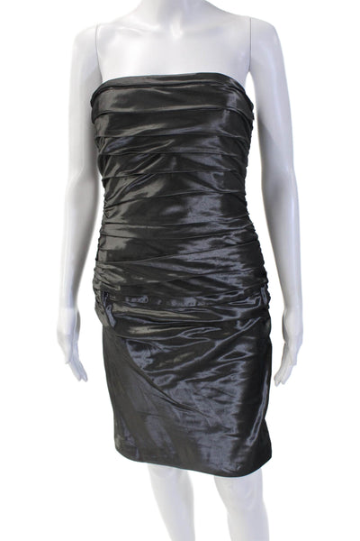 Ralph Lauren Black Label Women Bodycon Sheath Dress Dark Gray Silk Blend Size 4