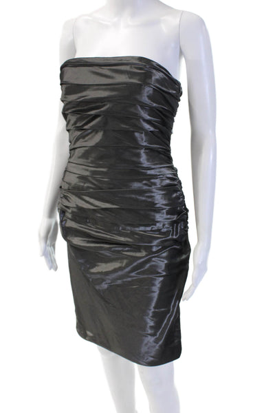 Ralph Lauren Black Label Women Bodycon Sheath Dress Dark Gray Silk Blend Size 4
