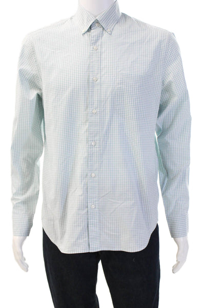 J Crew Mens Checkered Collared Button Up Shirt Blue Size M