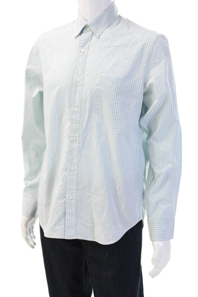 J Crew Mens Checkered Collared Button Up Shirt Blue Size M